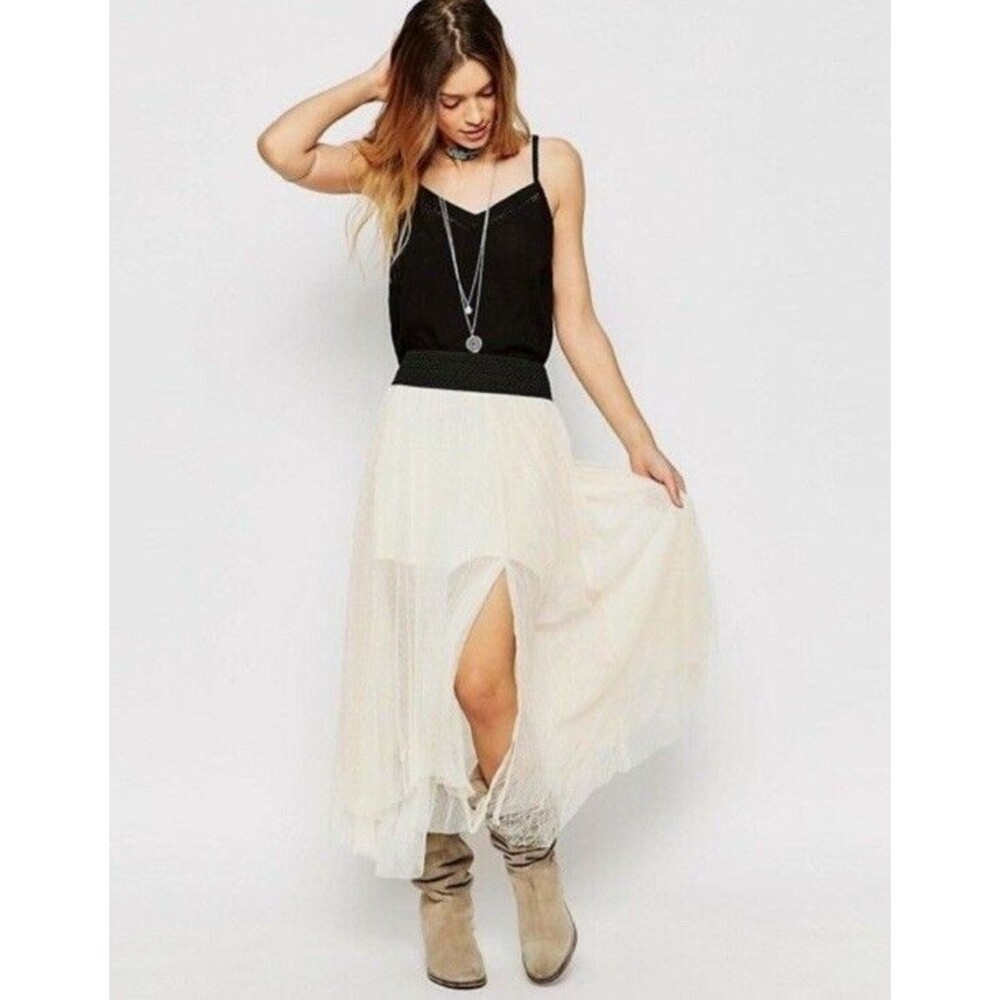 Free People Womens Sugar Plum Fairy Tutu Midi Skirt Size S Ivory Balletcore Boho - Picture 11 of 13